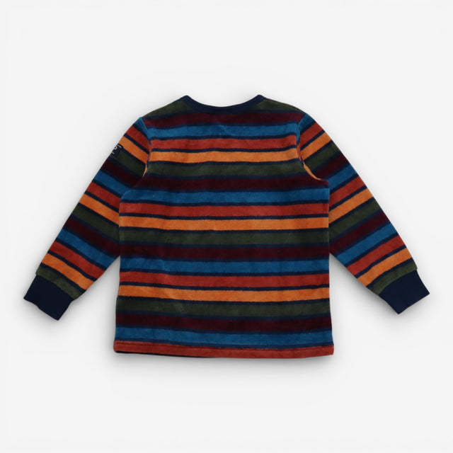 T-Shirt Velour Orange Green and Blue Stripes
