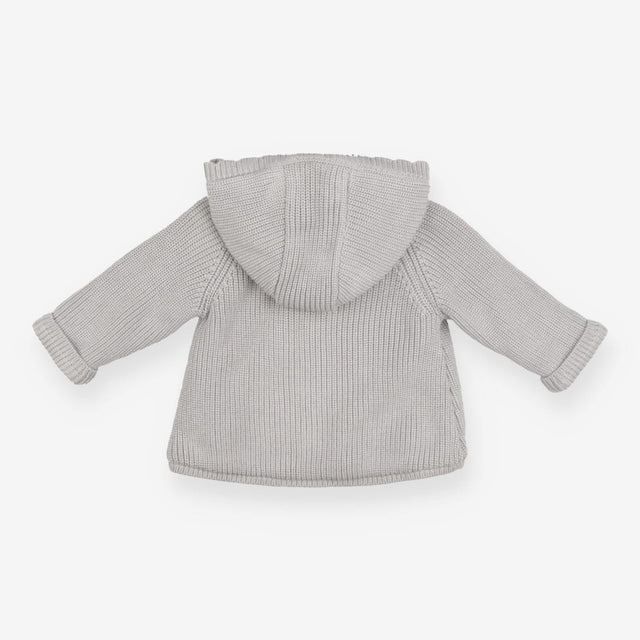 Hooded Cardigan Silver Sparkle Cream Fleece Lined