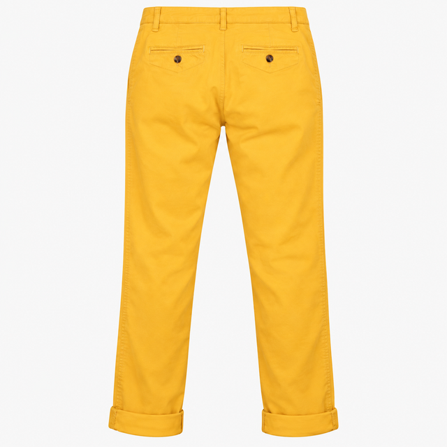 Cotton Stretch Chino Trousers Ochre Mustard Yellow