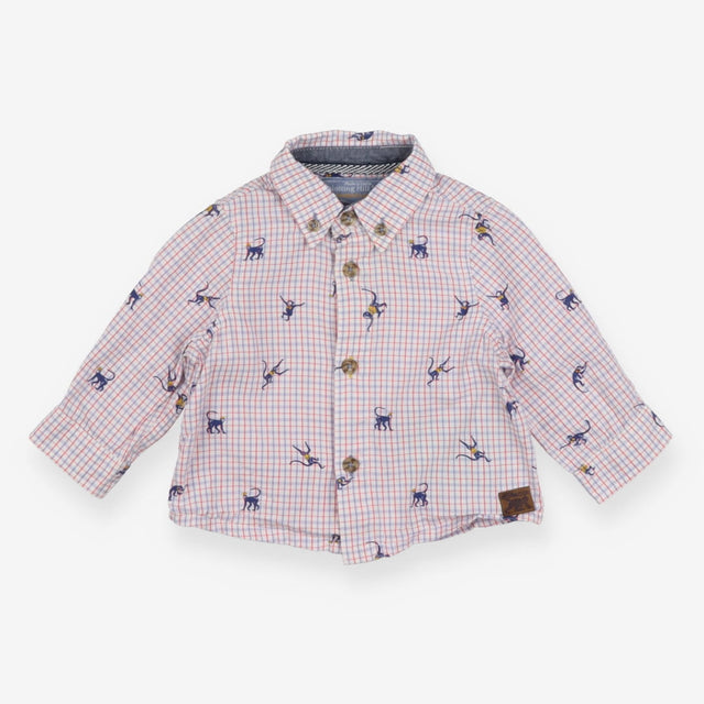 Shirt Long Sleeved Blue and Red Check Monkeys