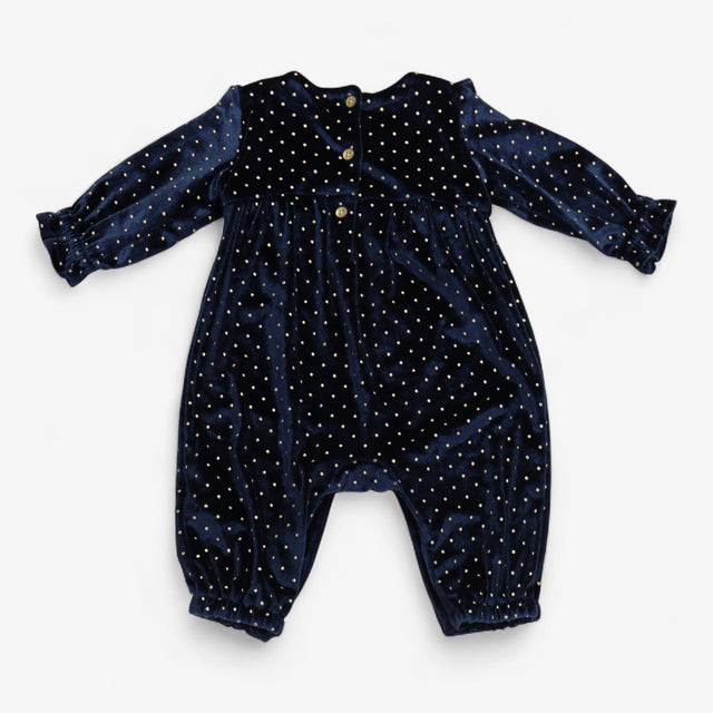 Romper velour navy gold glitz