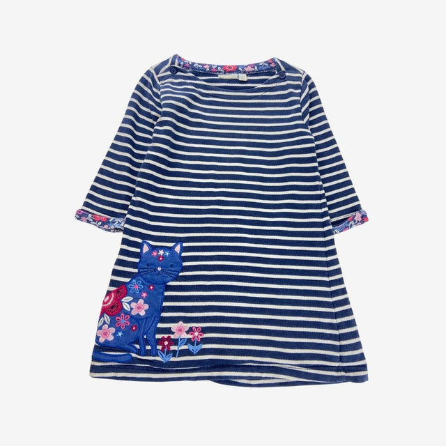 Navy stripe cat L/S dress