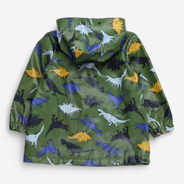 Fisher mans rain coat green with dinosaurs