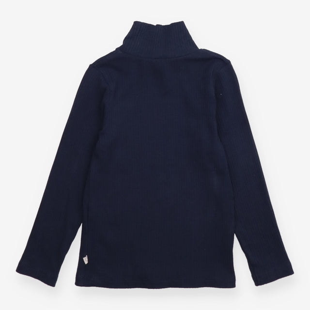 Navy Ribbed Roll Neck Long Sleeve