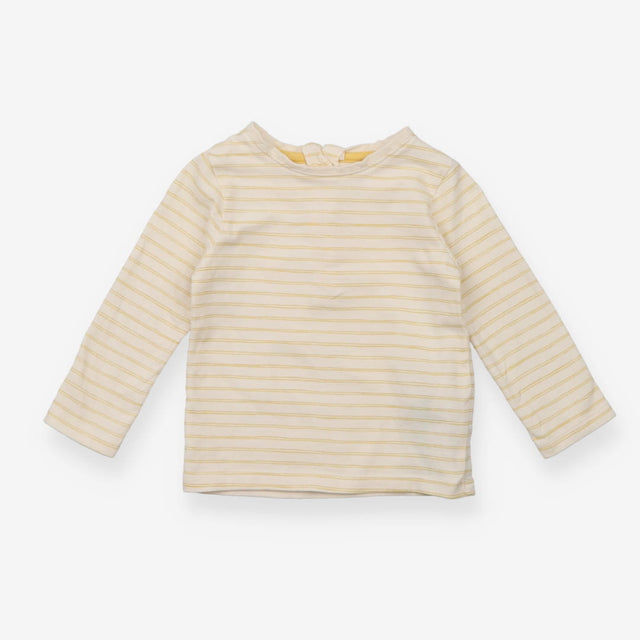 T-shirt white with yellow double stripe