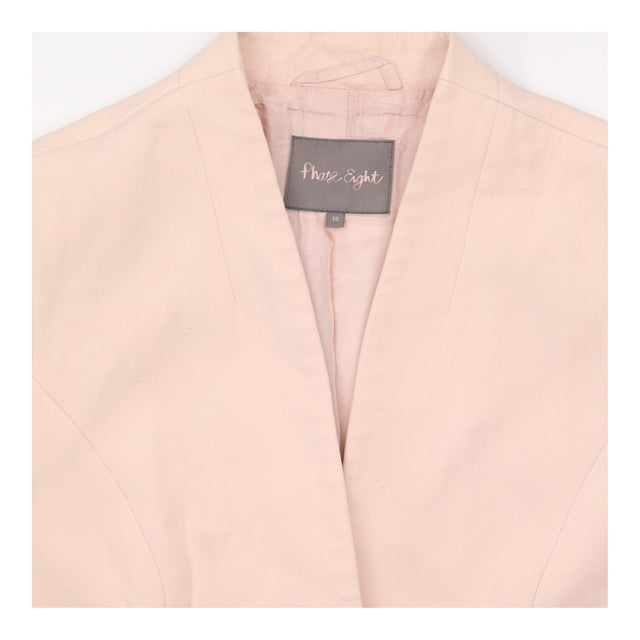 Blush Pink Collarless Tailored Blazer Jacket