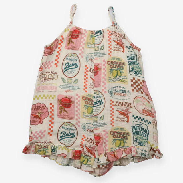 Playsuit cheesecloth market print