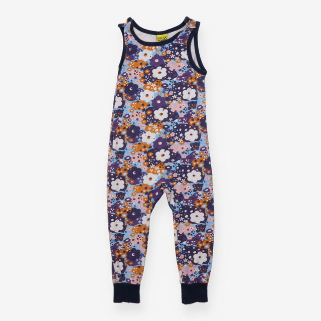 Dungarees jersey blue edging flowers