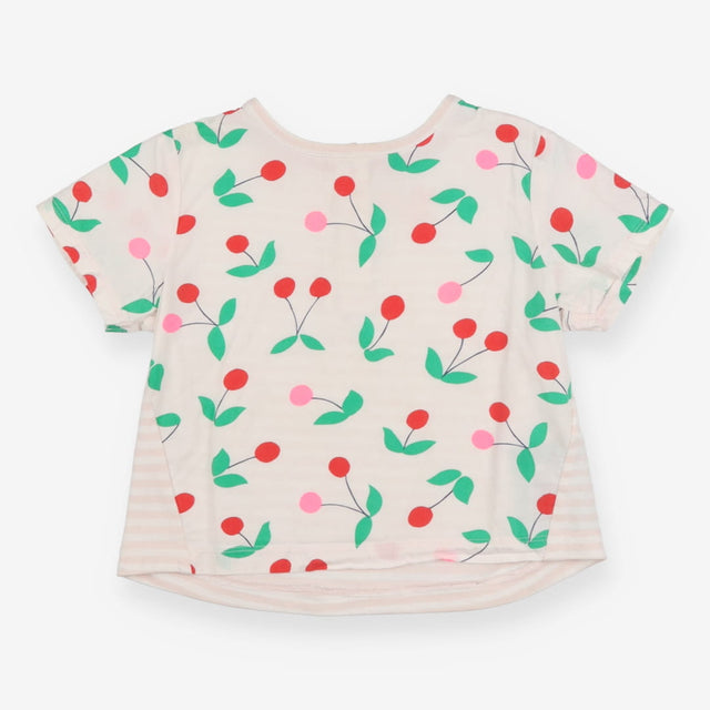 Tee SS white cherries jersey stripe back