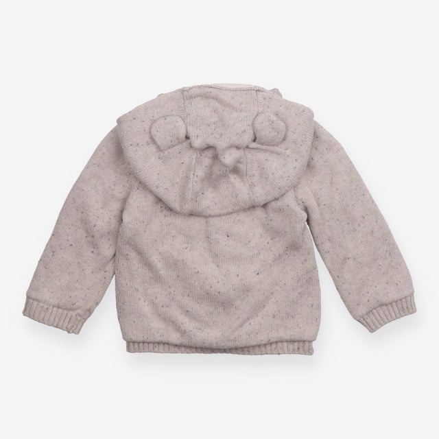 Cardigan knit hooded with ears hedgehog grey