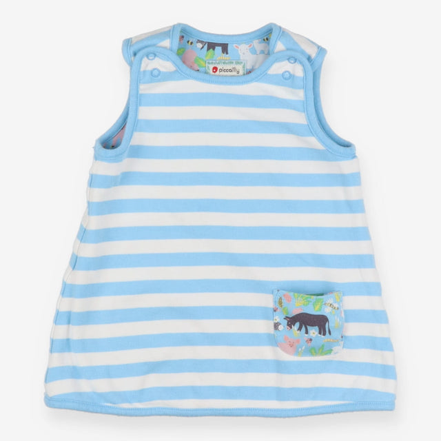 Blue Farm Animals and Striped Dress