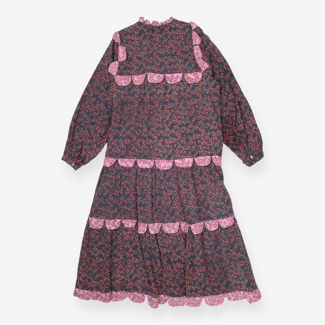 Loan Dress – Navy Textured Scallop Trim