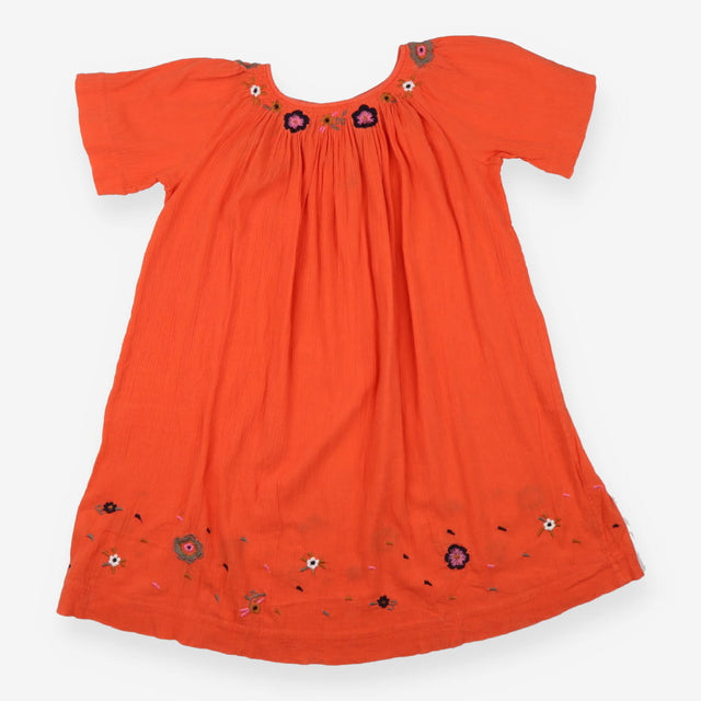 Dress orange with embroidered flowers