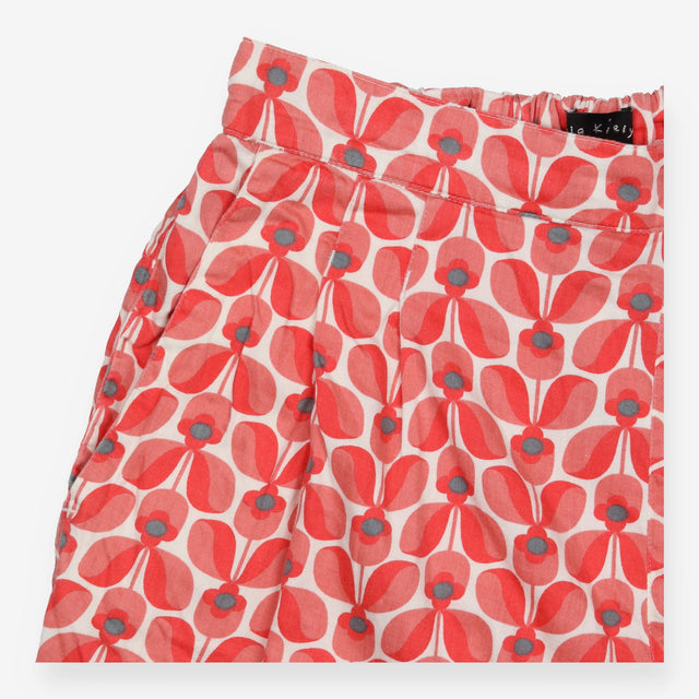 Cropped Trousers Red Wallflower Print Organic Cott