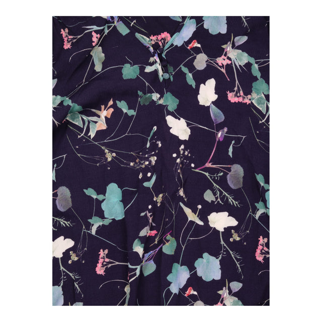 Dress Navy Blue Floral Print Long Sleeve V-Neck