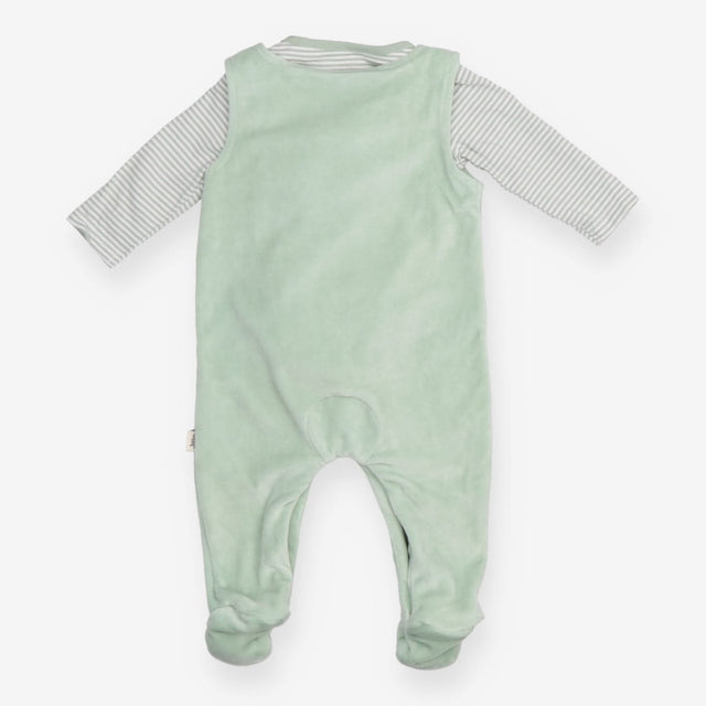 Outfit green velour dungarees Koala striped LS