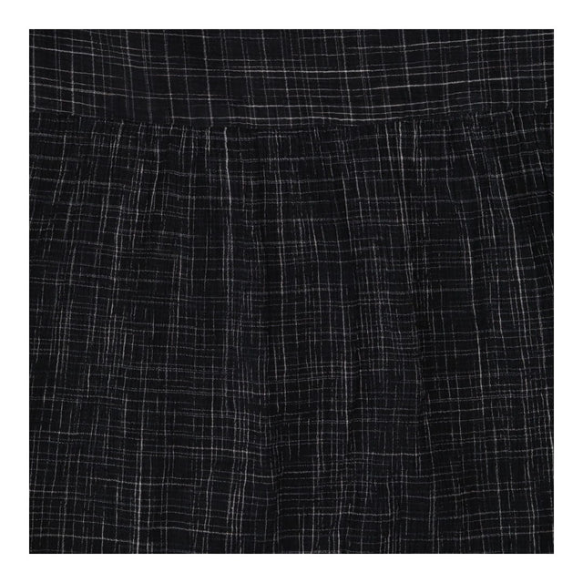 Dark Grey Crinkle Cotton Midi Dress Button Front