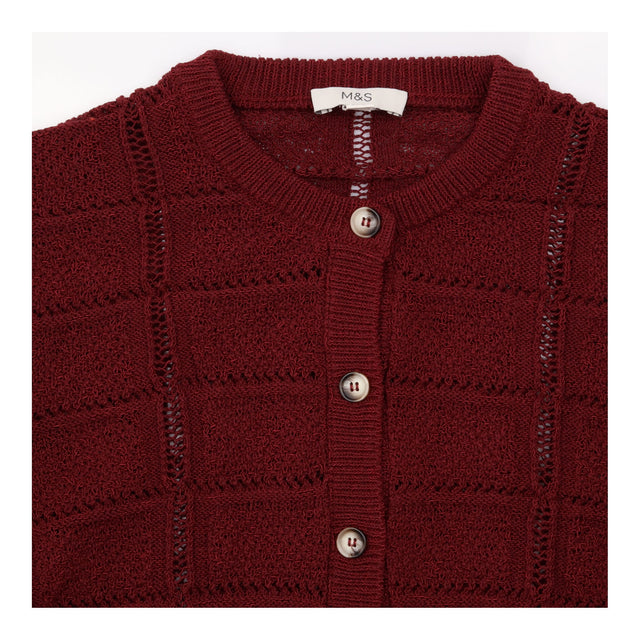 Knit Textured Cardigan Dark Burgundy