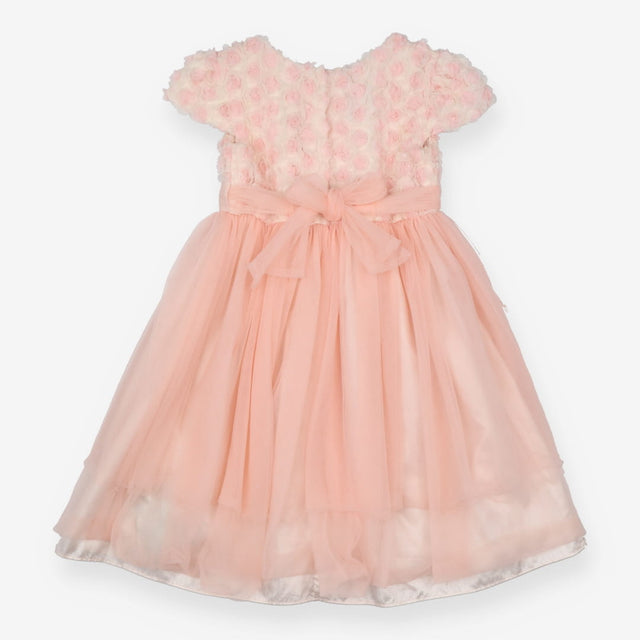 Dress pink 3D flowers bodice net skirt
