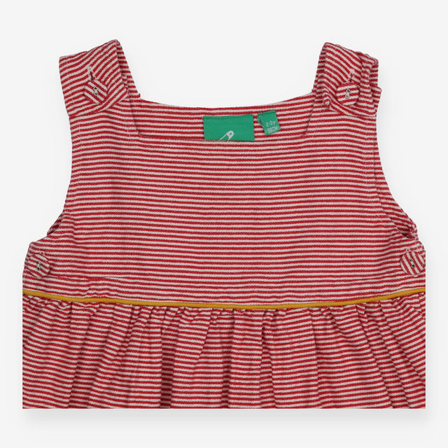 Red Striped Pinafore Dress