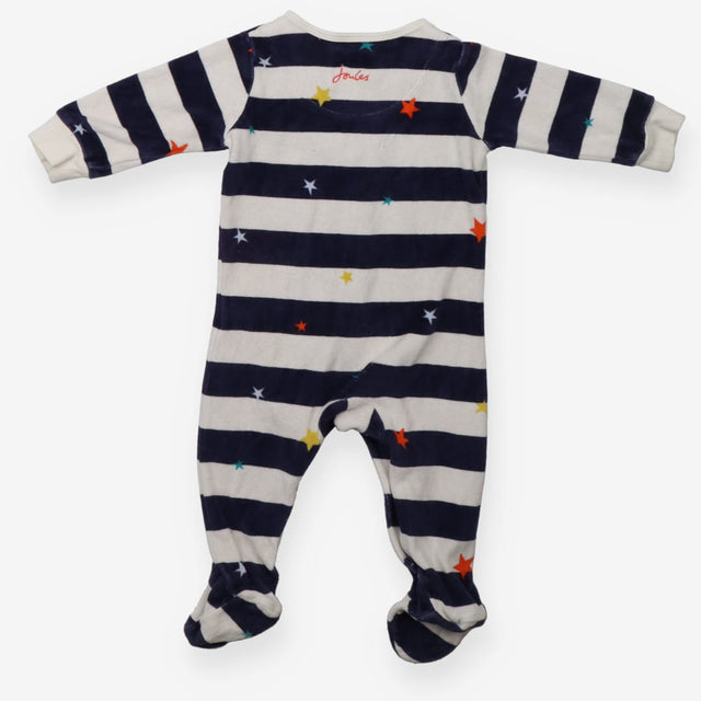 Sleepsuit velour blue white stripe stars