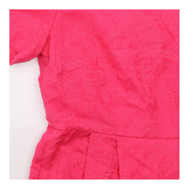 Bright Pink Floral Jacquard Short Sleeve Fit & Fla