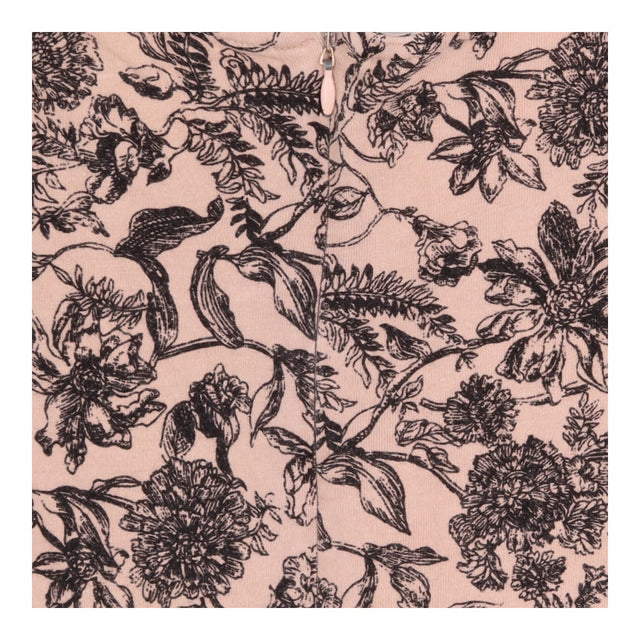 Blush and Black Botanical Print Fit and Flare Dres
