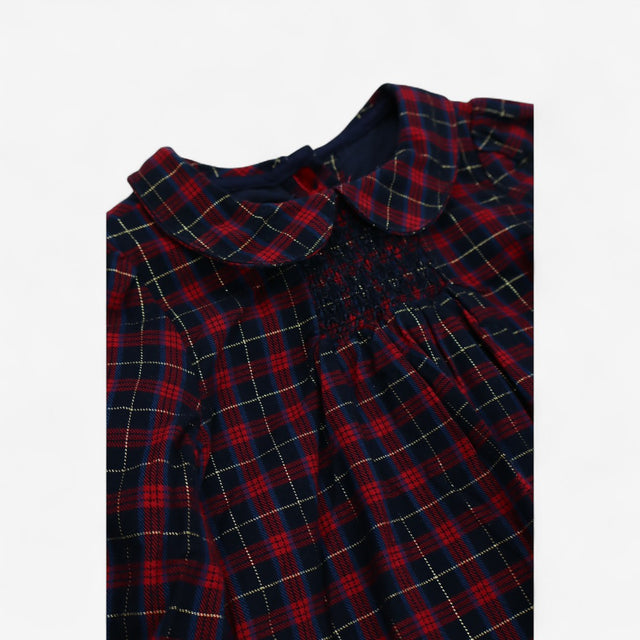 Dress Smocked Tartan with Gold