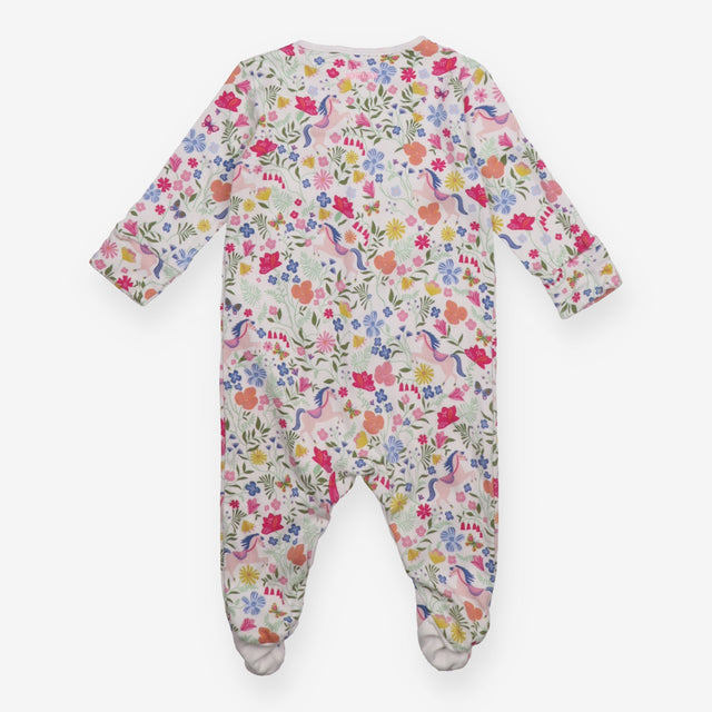 Sleepsuit white floral unicorn
