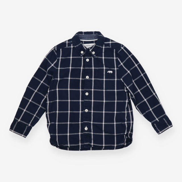 Shirt Navy and Grey Check with Rhino