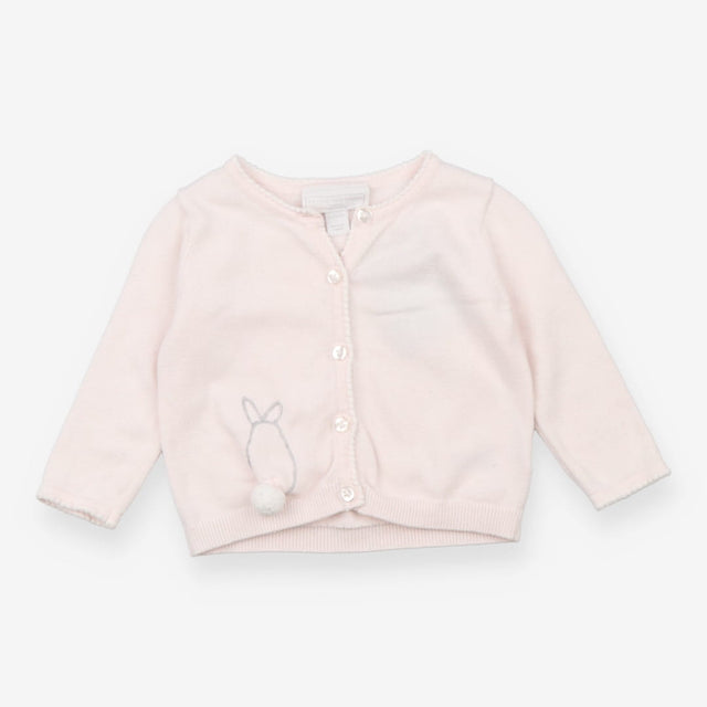 Pink knit cardigan with bunny tail