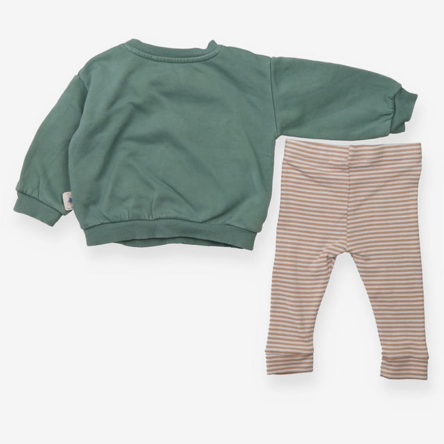 Peter rabbit green sweater with beige striped legg