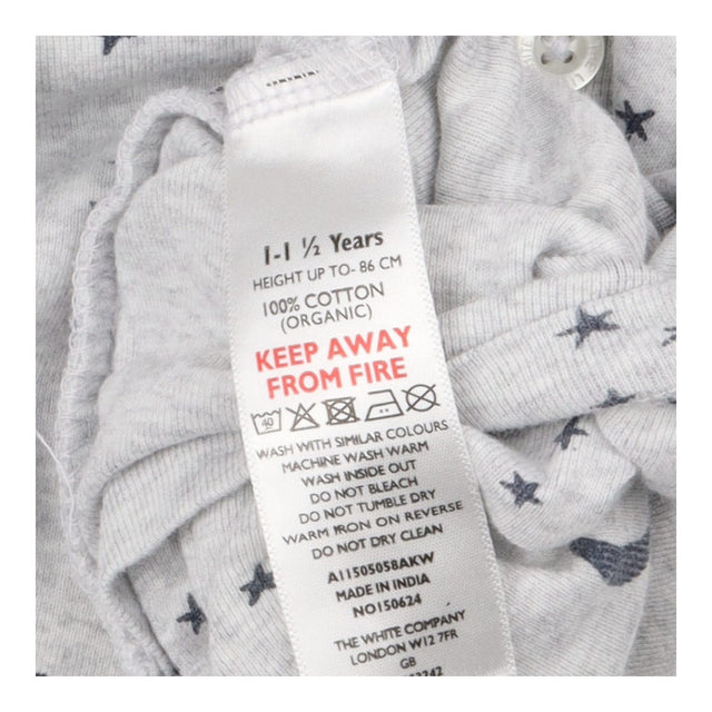 Collared footless sleepsuit grey with stars and mo