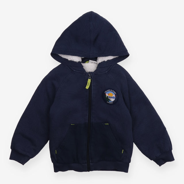 Jacket Navy with Detachable Hood Fleece Lining