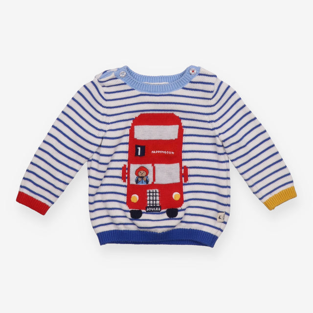 Sweater Knit Paddington London Bus Blue Strip