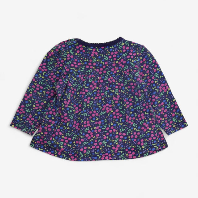 T-shirt long sleeve navy blue with floral print