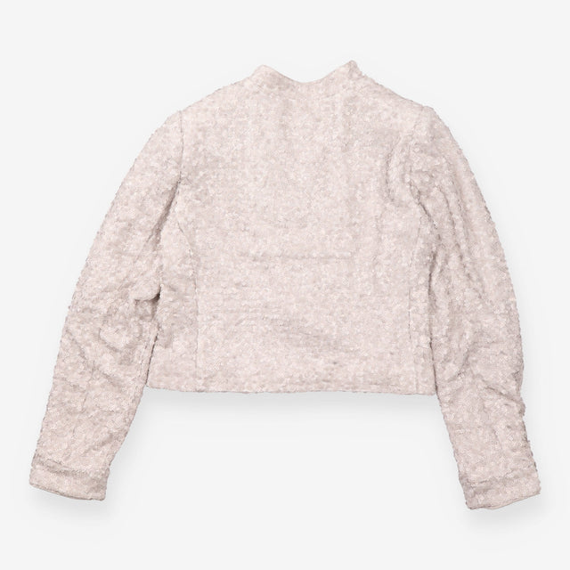 Sequin Asymmetric Biker Jacket Champagne Silver