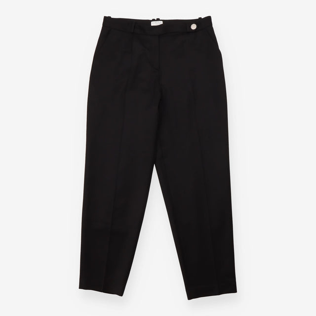 Tailored Trousers Black Tapered Leg Pleat Detail