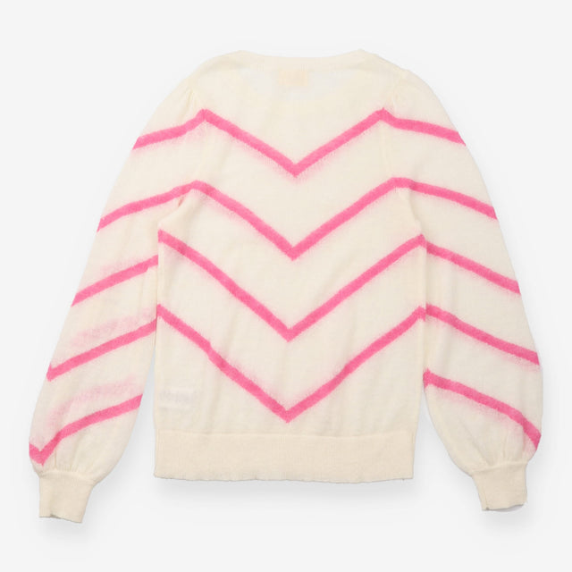 Cream Pink Chevron Stripe Lightweight Knit Ju