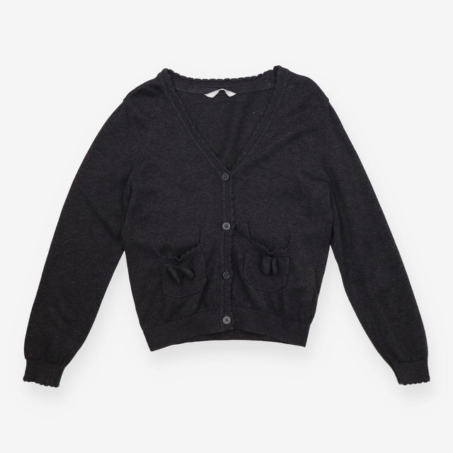 School cardigan grey bow on pockets