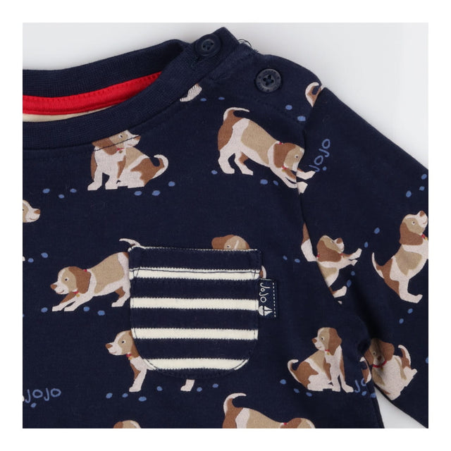 T-shirt Navy Dog Striped Pocket