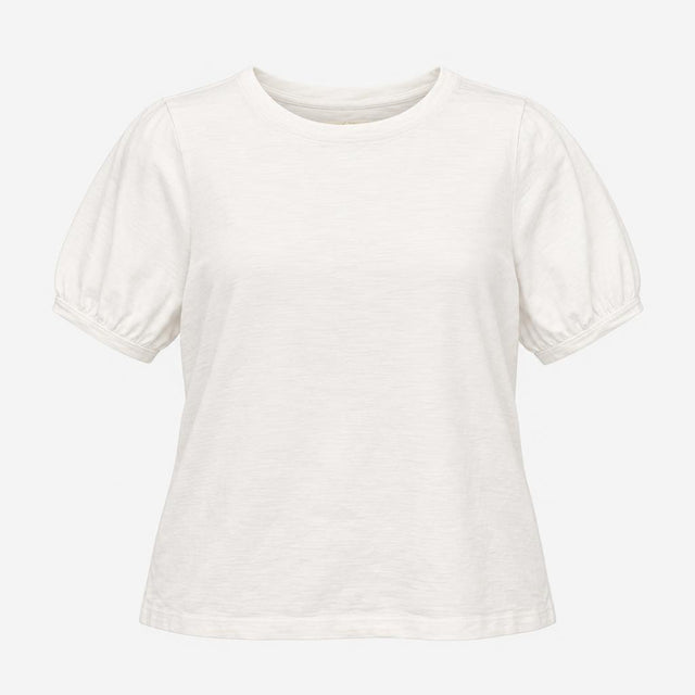 T-Shirt White Organic Cotton Slub Blouson Short Sl