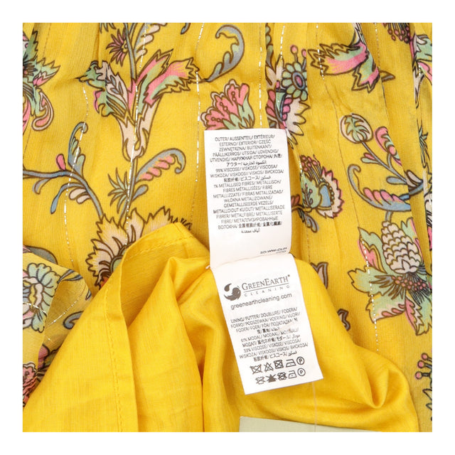 Boden Ochre Yellow Floral Metallic Lurex Smocked M