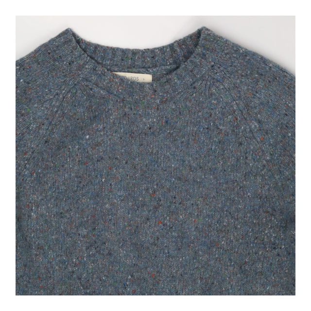Blue Flecked Recycled Wool Crew Neck Knit Sweater