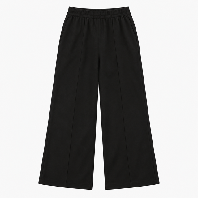 Wide Leg Trousers Elasticated Waist Black