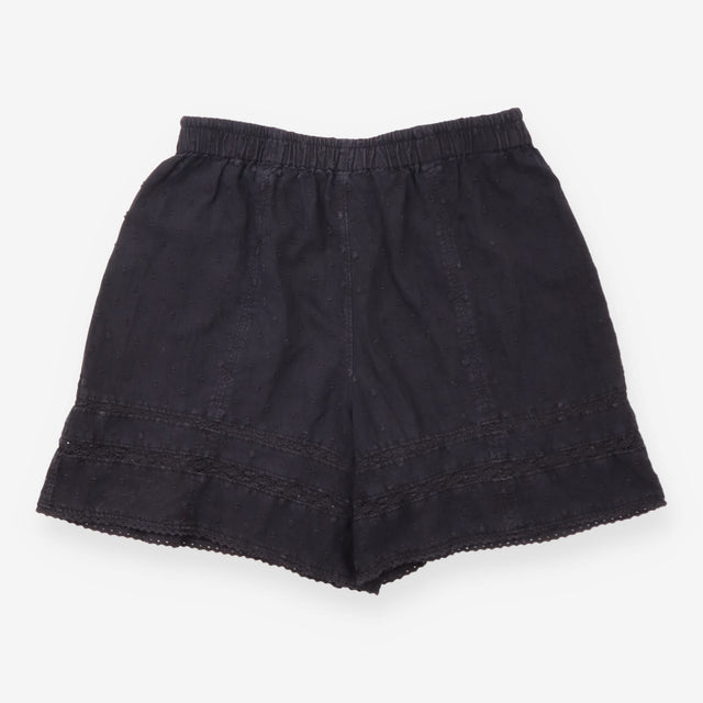Shorts Black Eyelet Embroidered Cotton Blend Boho