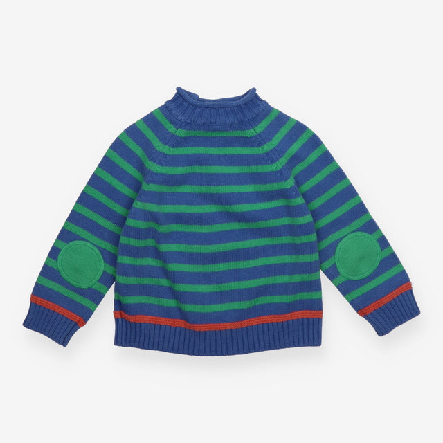 Blue and Green Striped Knit Jumper