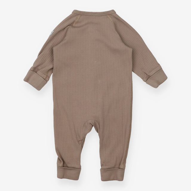 Sleepsuit Ribbed Brown with Pockets