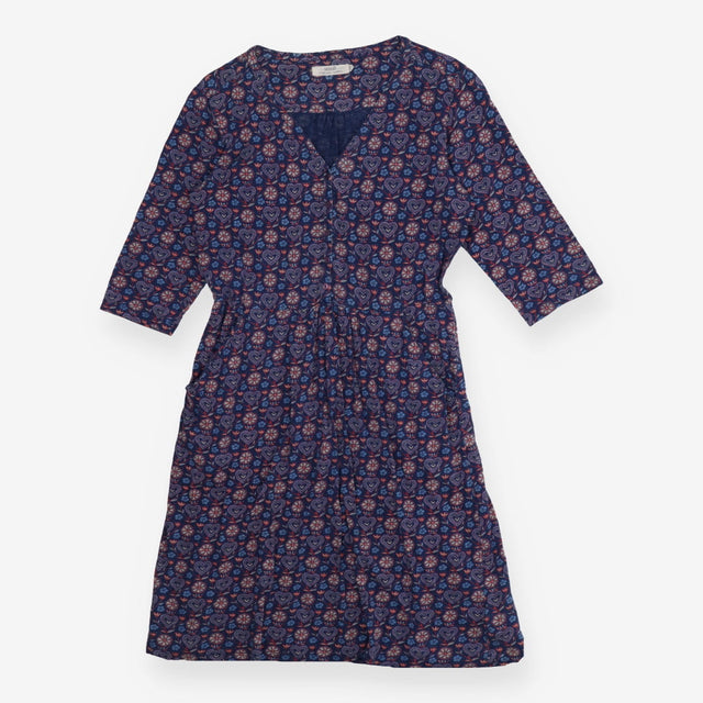 Seasalt Cornwall Navy Floral Heart Print Midi Dres