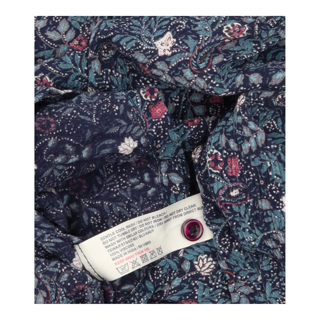 Top Navy Paisley Print Shirred Yoke Viscose